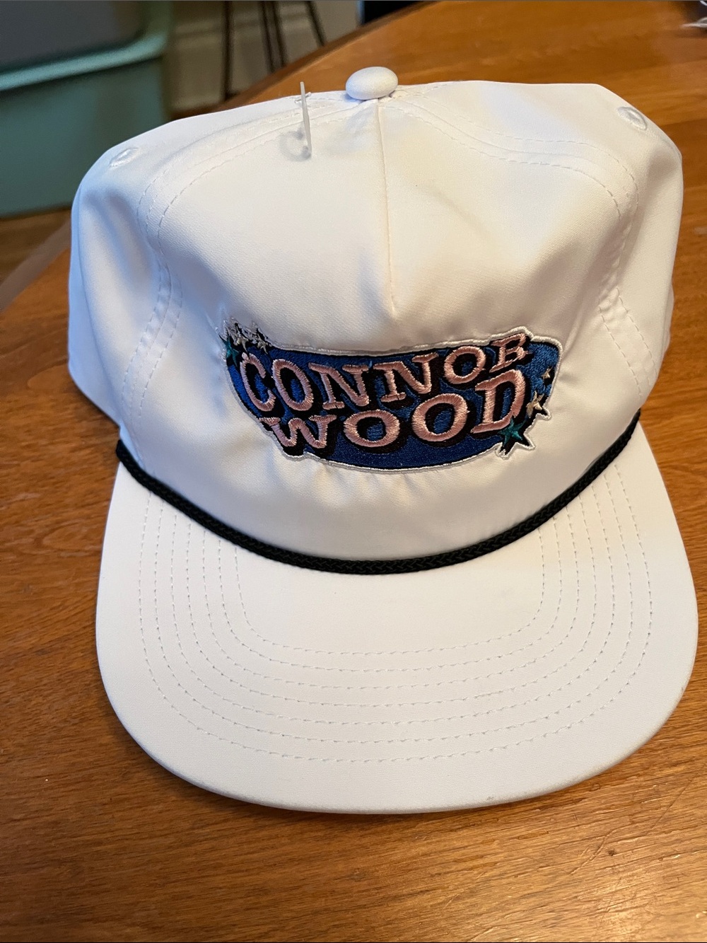 Connor Wood Embroidered White Rope Cap